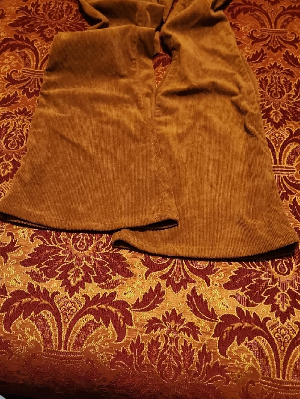 Windsor Brown/Cognac Hi-Rise Corduroy Flare Pants, Retro Look, Small - Picture 6 of 13